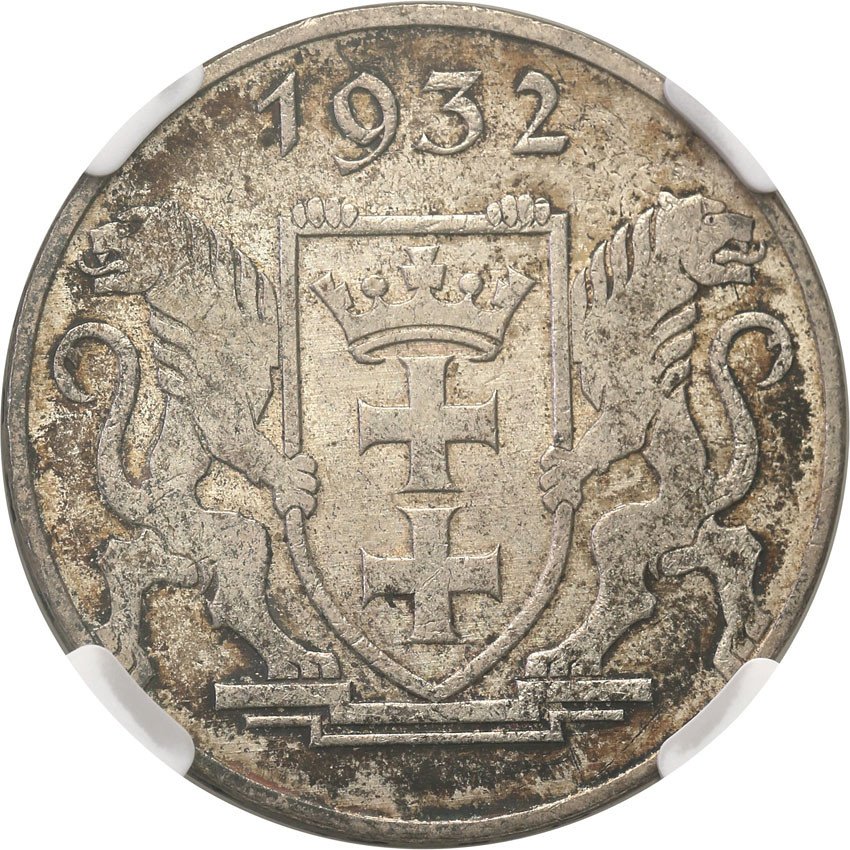 Wolne Miasto Gdańsk / Danzig. 5 guldenów 1932 Kościół NMP, NGC MS61